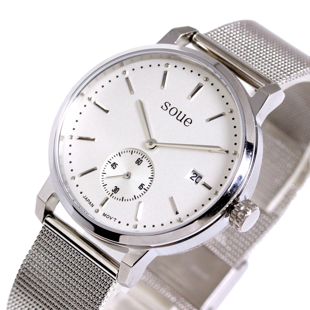 soue classics ペアウォッチ ステンレスベルト メッシュバンド シルバー×シルバー メンズ/レディース 38mmサイズ 腕時計