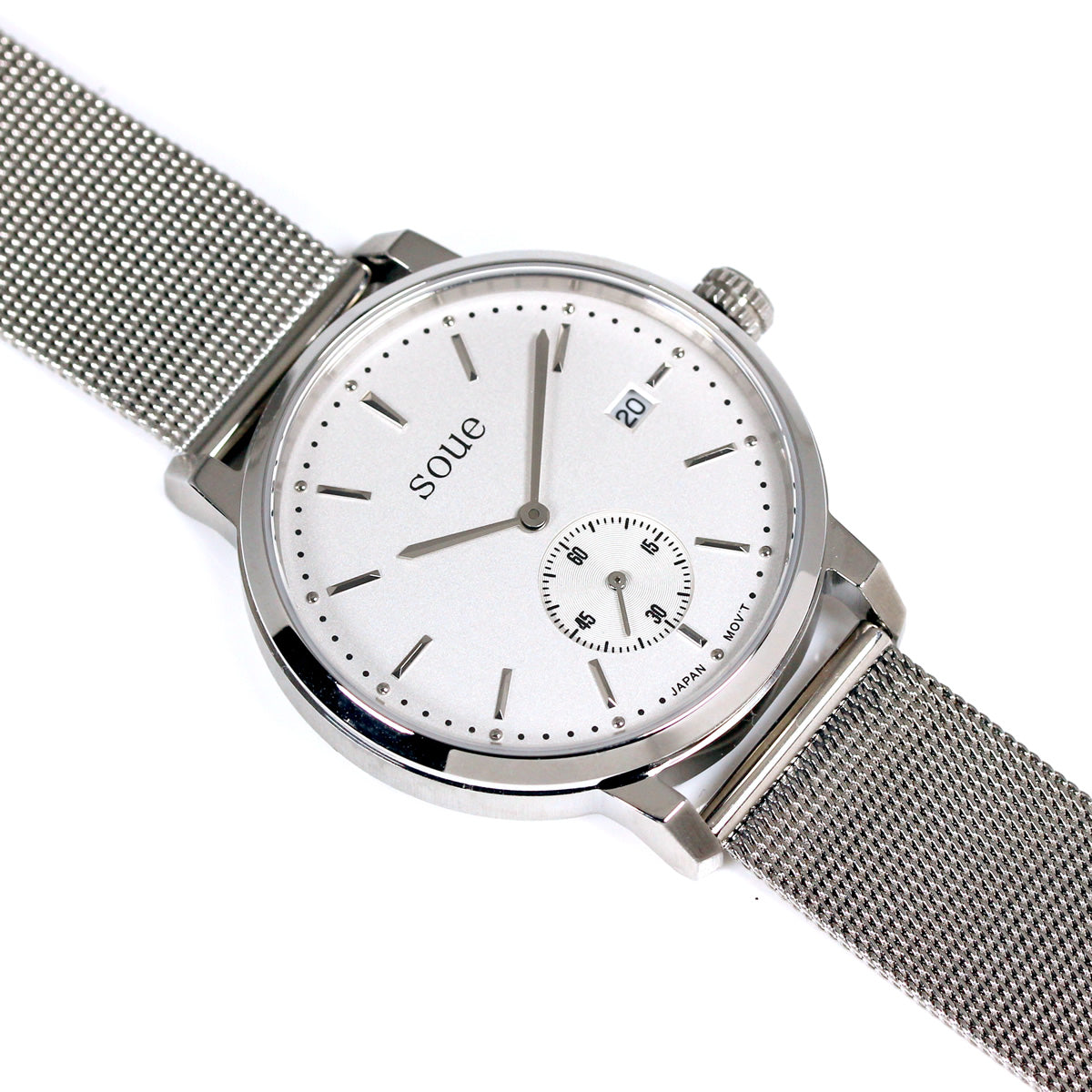 soue classics ペアウォッチ ステンレスベルト メッシュバンド シルバー×シルバー メンズ/レディース 38mmサイズ 腕時計