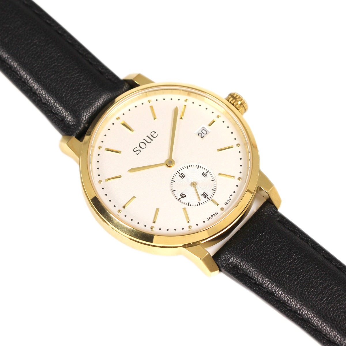 soue classics ペアウォッチ 革ベルト ゴールド×ブラック メンズ/レディース 38mmサイズ 腕時計